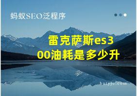 雷克萨斯es300油耗是多少升