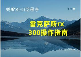 雷克萨斯rx300操作指南