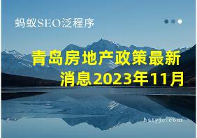 青岛房地产政策最新消息2023年11月