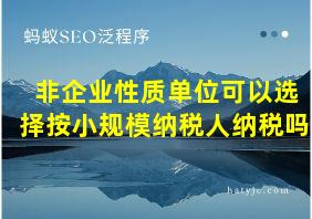 非企业性质单位可以选择按小规模纳税人纳税吗