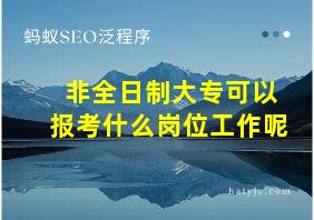 非全日制大专可以报考什么岗位工作呢