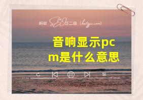 音响显示pcm是什么意思