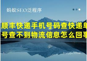 顺丰快递手机号码查快递单号查不到物流信息怎么回事