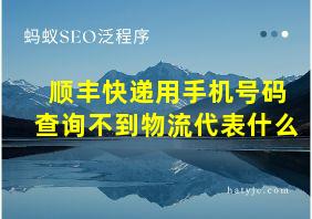 顺丰快递用手机号码查询不到物流代表什么