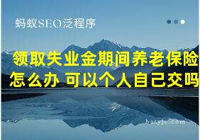 领取失业金期间养老保险怎么办 可以个人自己交吗