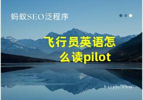 飞行员英语怎么读pilot