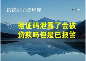 验证码泄露了会被贷款吗但是已报警