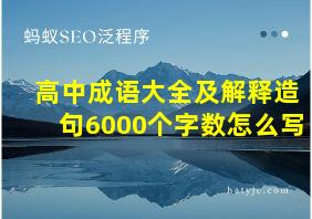 高中成语大全及解释造句6000个字数怎么写