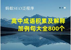 高中成语积累及解释加例句大全800个