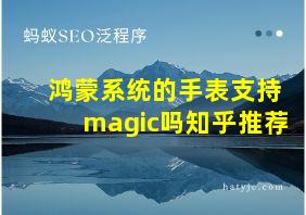 鸿蒙系统的手表支持magic吗知乎推荐