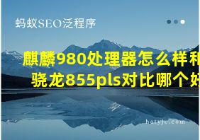 麒麟980处理器怎么样和骁龙855pls对比哪个好