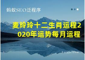 麦玲玲十二生肖运程2020年运势每月运程