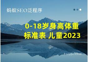 0-18岁身高体重标准表 儿童2023