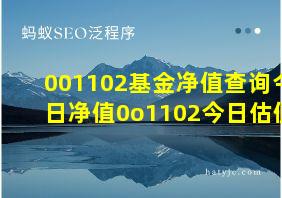 001102基金净值查询今日净值0o1102今日估值