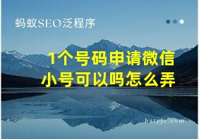 1个号码申请微信小号可以吗怎么弄