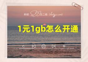 1元1gb怎么开通