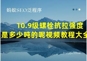 10.9级螺栓抗拉强度是多少吨的呢视频教程大全