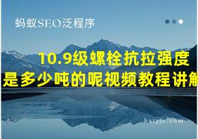 10.9级螺栓抗拉强度是多少吨的呢视频教程讲解