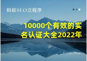 10000个有效的实名认证大全2022年