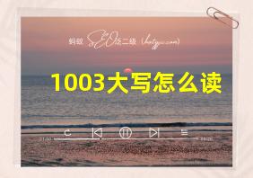 1003大写怎么读