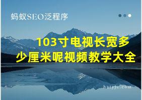 103寸电视长宽多少厘米呢视频教学大全