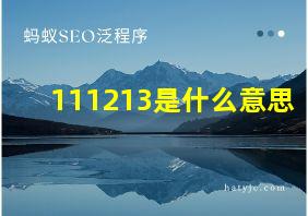 111213是什么意思