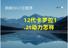 12代卡罗拉1.2t动力怎样