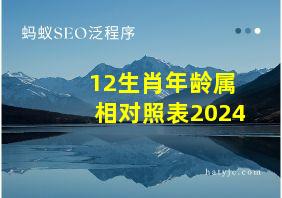 12生肖年龄属相对照表2024