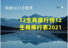 12生肖排行榜12生肖排行表2021