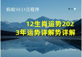 12生肖运势2023年运势详解势详解