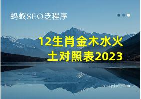 12生肖金木水火土对照表2023