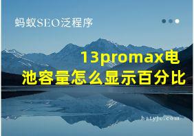 13promax电池容量怎么显示百分比