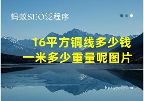 16平方铜线多少钱一米多少重量呢图片