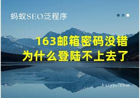 163邮箱密码没错为什么登陆不上去了