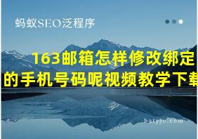 163邮箱怎样修改绑定的手机号码呢视频教学下载