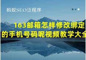 163邮箱怎样修改绑定的手机号码呢视频教学大全