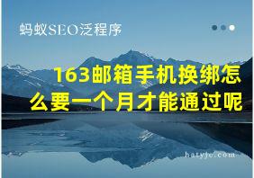 163邮箱手机换绑怎么要一个月才能通过呢