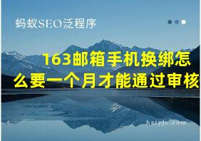 163邮箱手机换绑怎么要一个月才能通过审核