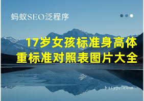 17岁女孩标准身高体重标准对照表图片大全