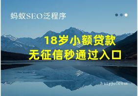 18岁小额贷款无征信秒通过入口