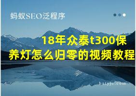 18年众泰t300保养灯怎么归零的视频教程