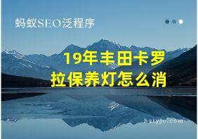 19年丰田卡罗拉保养灯怎么消