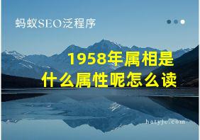 1958年属相是什么属性呢怎么读