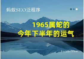 1965属蛇的今年下半年的运气