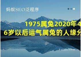 1975属兔2020年46岁以后运气属兔的人缘分