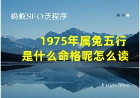 1975年属兔五行是什么命格呢怎么读