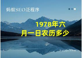 1978年六月一日农历多少