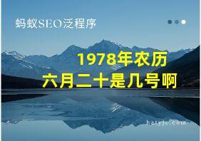 1978年农历六月二十是几号啊