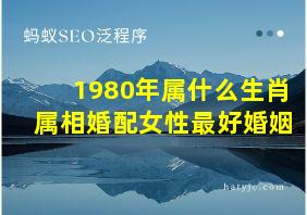 1980年属什么生肖属相婚配女性最好婚姻