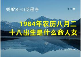 1984年农历八月二十八出生是什么命人女